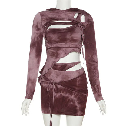 Chic Lace-Up Women's Skirt Set