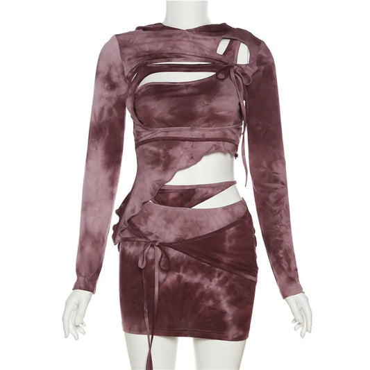 Chic Lace-Up Women's Skirt Set